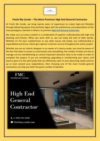 The Most Premium High End General Contractor