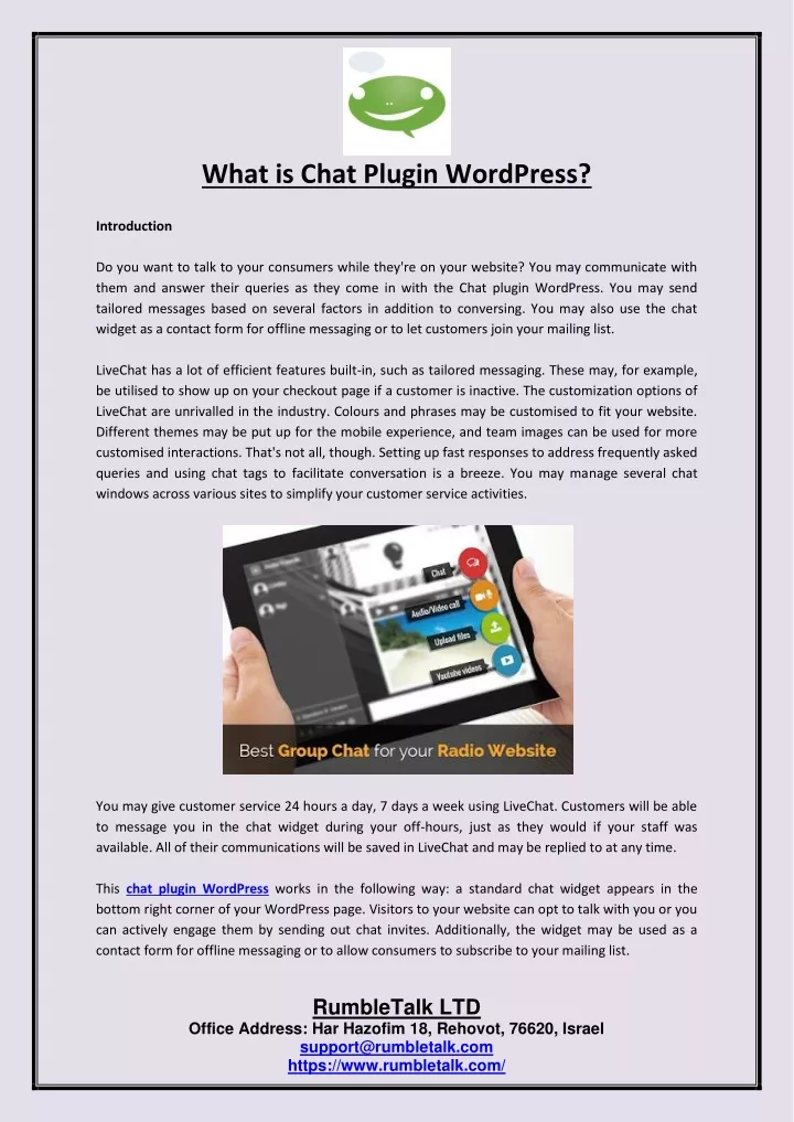 what is chat plugin wordpress