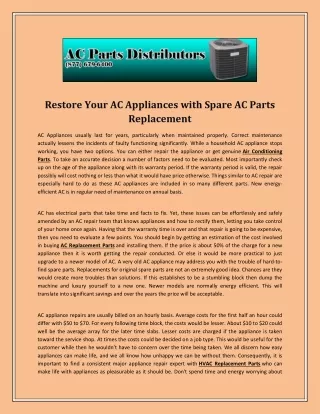restore your ac appliances with spare ac parts