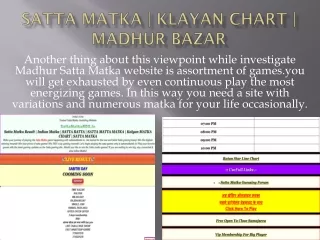 satta matka klayan chart madhur bazar