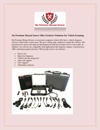 Exclusive Solutions for Vehicle Scanning my-premium-manual-source.com