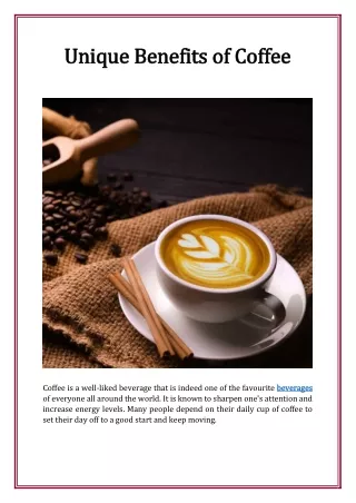 unique benefits of coffee unique benefits