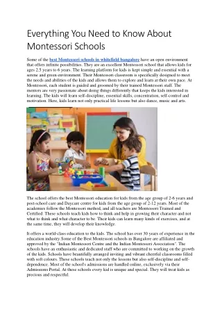 Everything You Need to Know About Montessori Schools
