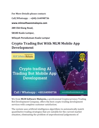 Crypto Trading Bot With MLM Mobile App Development