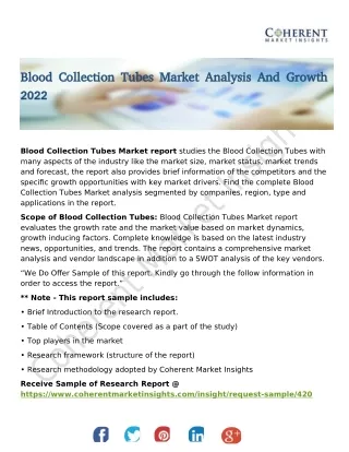 Blood Collection Tubes Market