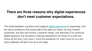 there are three reasons why digital experiences don t meet customer expectations