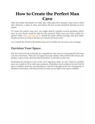 how to create the perfect man cave after