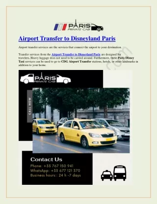 Airport Transfer to Disneyland Paris Parisprivatecab.com