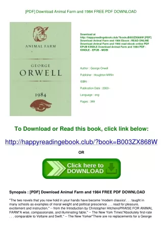 [PDF] Download Animal Farm and 1984 FREE PDF DOWNLOAD