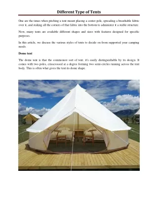 different type of tents