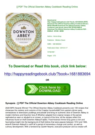 [<DOWNLOAD*PDF>] PDF The Official Downton Abbey Cookbook Reading Online