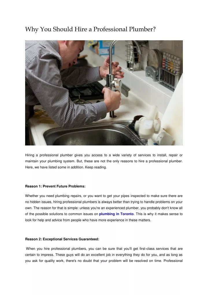 why you should hire a professional plumber