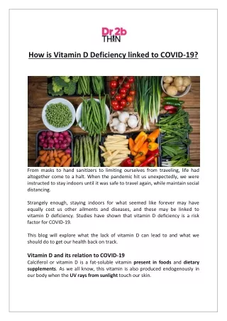 how is vitamin d deficiency linked to covid 19