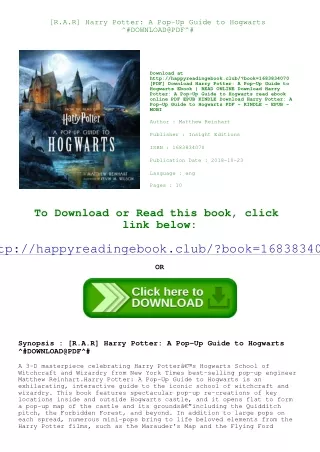 [R.A.R] Harry Potter A Pop-Up Guide to Hogwarts ^#DOWNLOAD@PDF^#