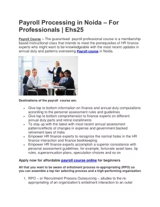 payroll processing in noida for professionals