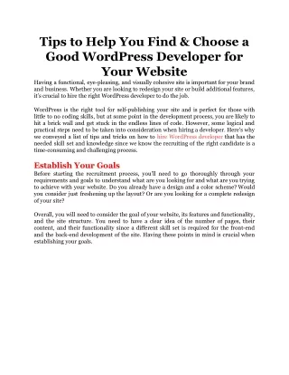 tips to help you find choose a good wordpress