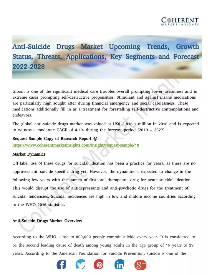 anti suicide drugs market upcoming trends growth