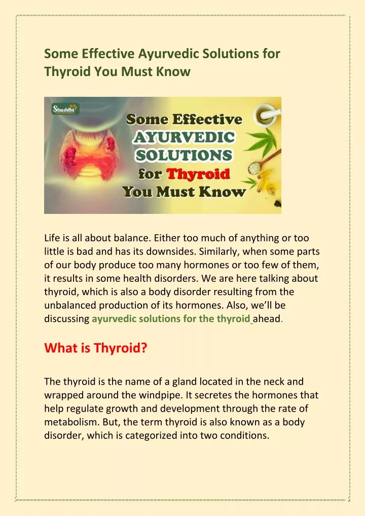 some effective ayurvedic solutions for thyroid