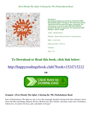 [Free Ebook] The Splat Coloring the '90s (Nickelodeon) Read