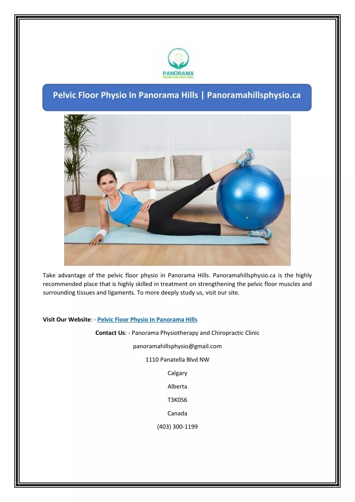 pelvic floor physio in panorama hills