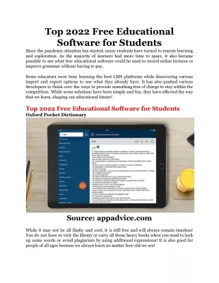 top 2022 free educational software for students