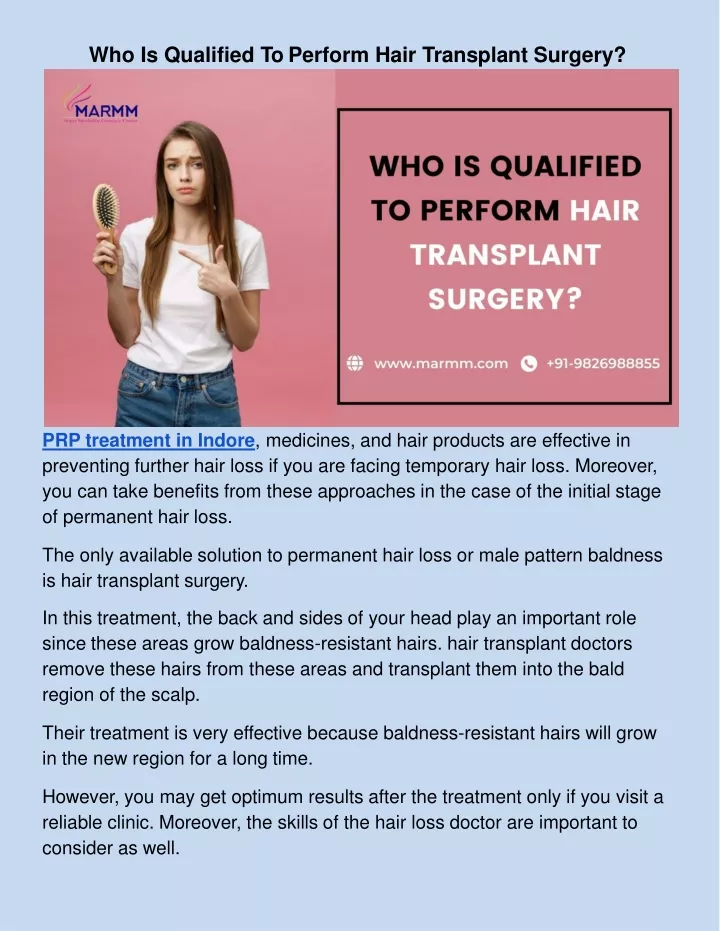 who is qualified to perform hair transplant
