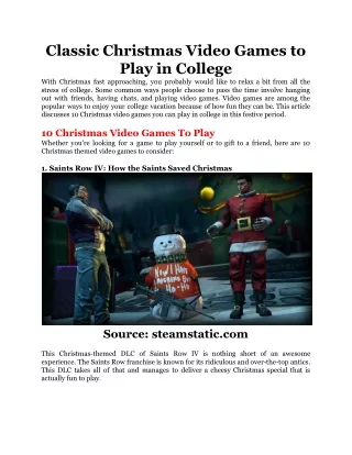 classic christmas video games to play in college