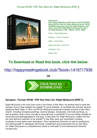 Forman EPUB / PDF Star Wars Art Ralph McQuarrie #PDF [<Download>]