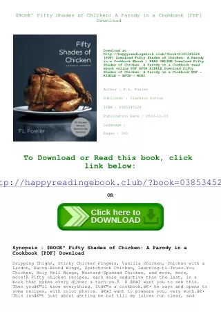 $BOOK^ Fifty Shades of Chicken A Parody in a Cookbook [PDF] Download