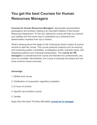 you get the best courses for human resources