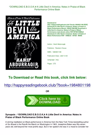 ^DOWNLOAD E.B.O.O.K.# A Little Devil in America Notes in Praise of Black Perform