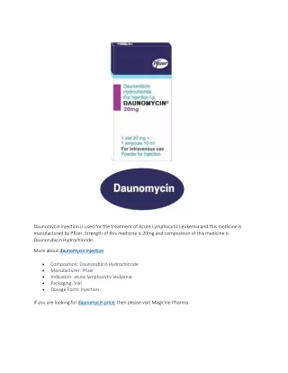 daunomycin injection is used for the treatment