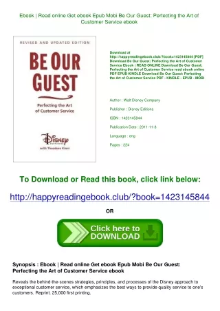 Ebook  Read online Get ebook Epub Mobi Be Our Guest Perfecting the Art of Custom