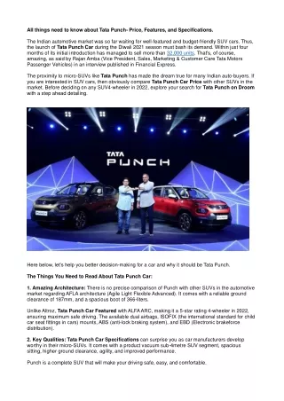 All thing need to know about Tata Punch - Price , features and specifications (2)