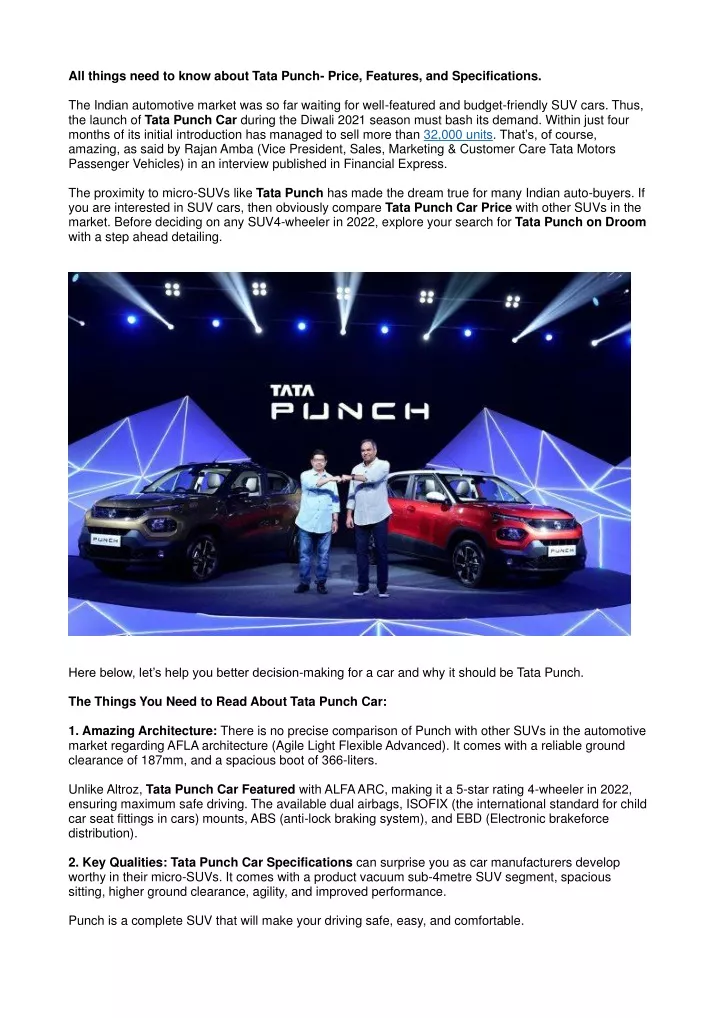 all things need to know about tata punch price