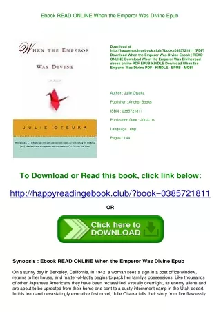 Ebook READ ONLINE When the Emperor Was Divine Epub
