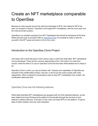 Create an NFT marketplace comparable to OpenSea