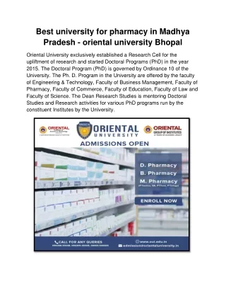 Best university for pharmacy in Madhya Pradesh-converted