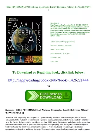 FREE PDF DOWNLOAD National Geographic Family Reference Atlas of the World #PDF [