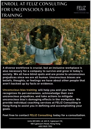 Enroll at FELIZ Consulting for Unconscious Bias Training