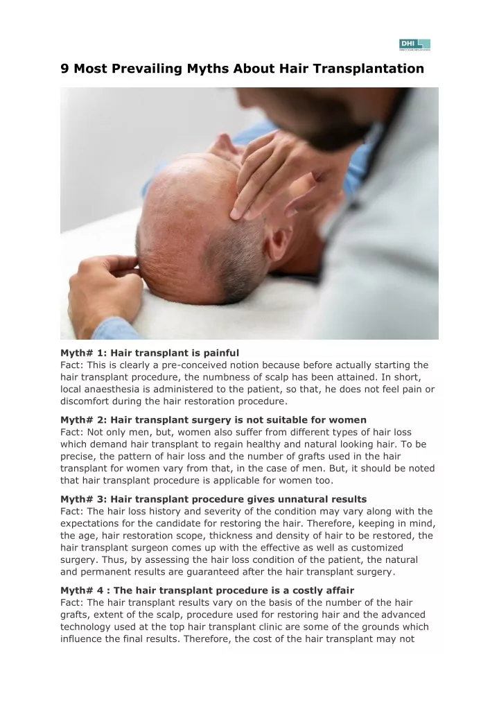 9 most prevailing myths about hair transplantation