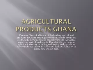 Agricultural Products Ghana