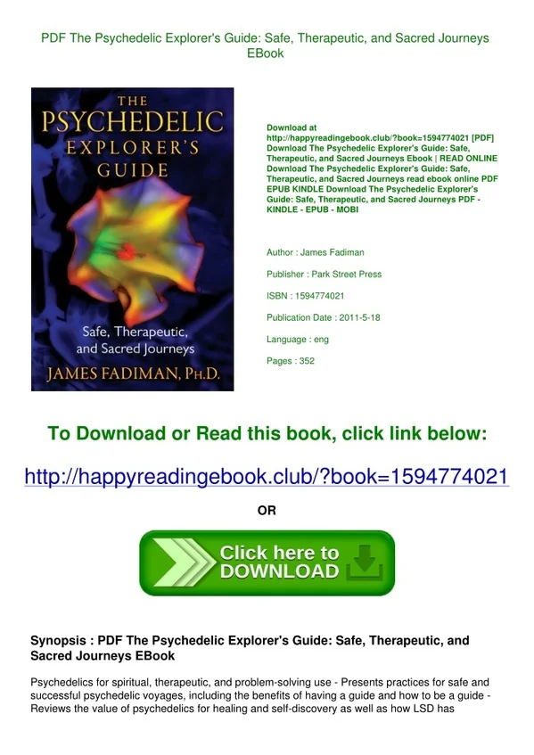 PDF The Psychedelic Explorer's Guide Safe  Therapeutic  and Sacred Journeys EBoo