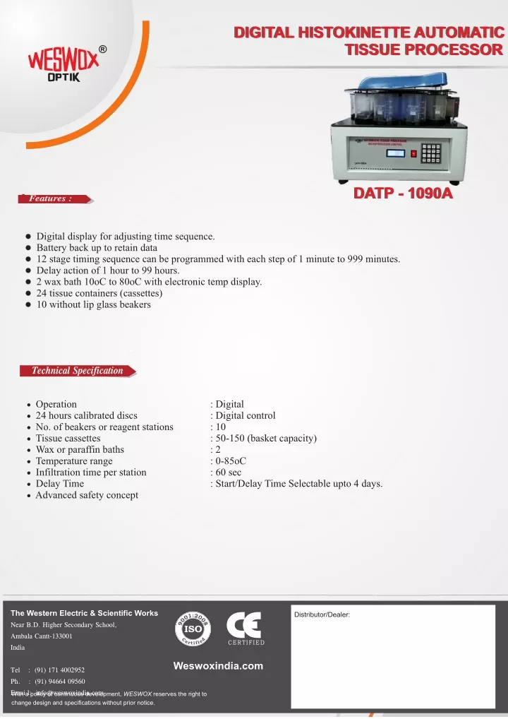 digital histokinette automatic tissue processor