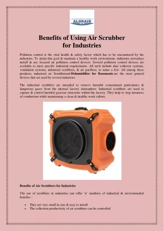 benefits of using air scrubber for industries