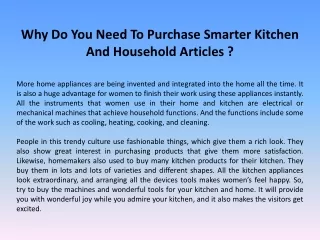 Why Do You Need To Purchase Smarter Kitchen And Household Articles?