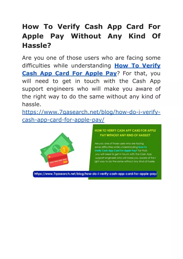how to verify cash app card for apple pay without