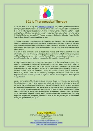 101 Iv Therapeutical Therapy