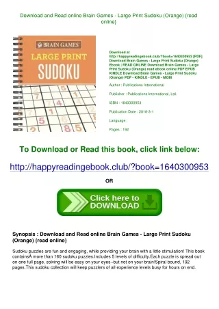 Download and Read online Brain Games - Large Print Sudoku (Orange) {read online}