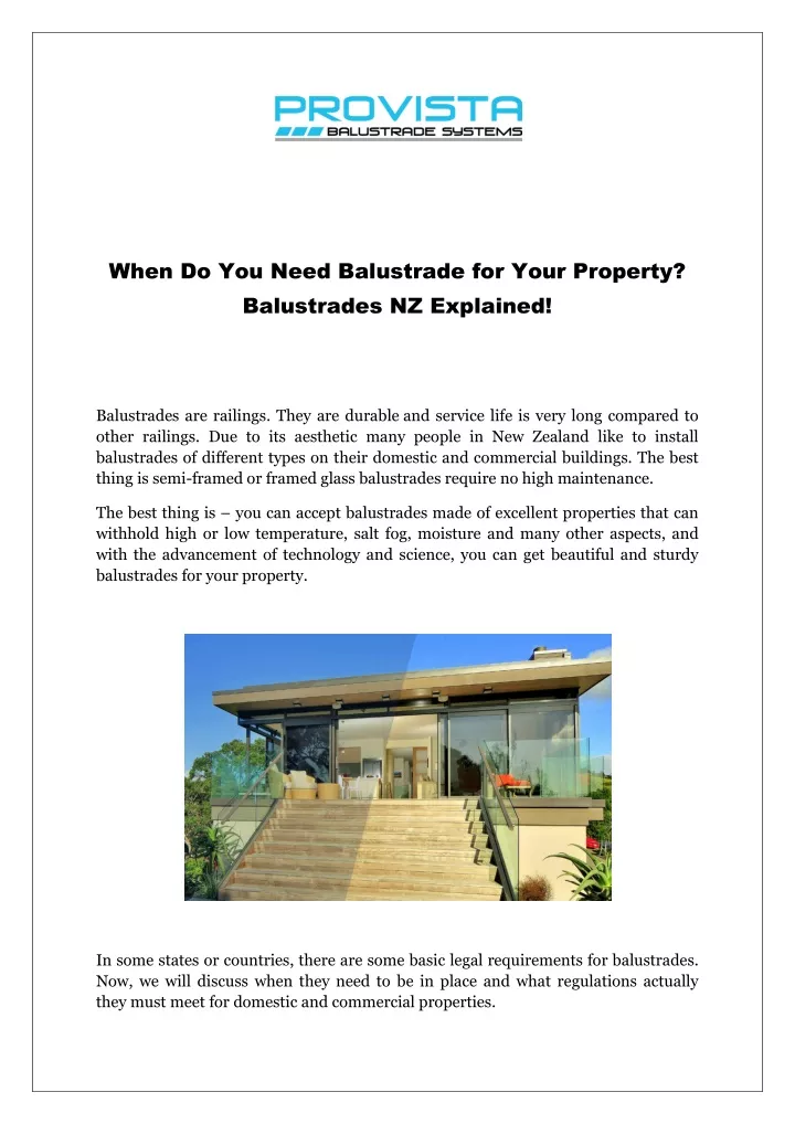 when do you need balustrade for your property